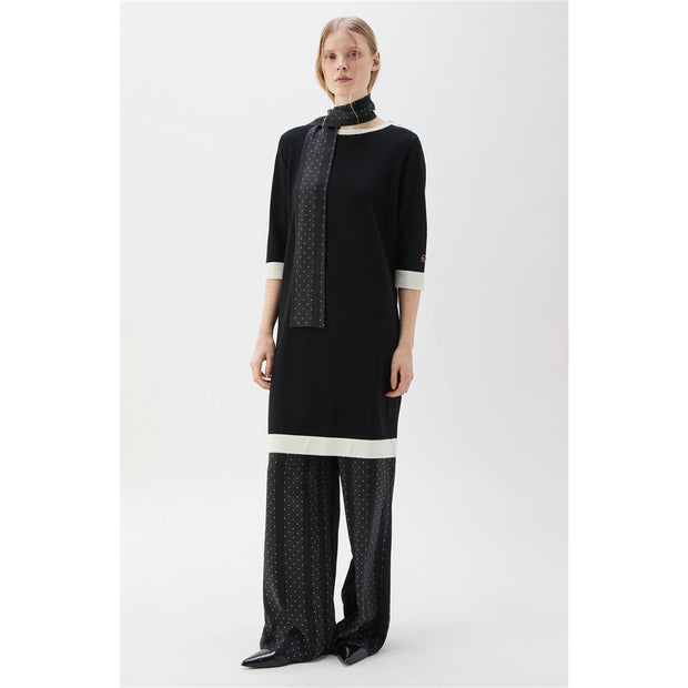 Sort/Ecru Nour Contrast Dress