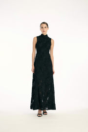 Sort Flower Mesh Maxi Dress - Stilshoppen