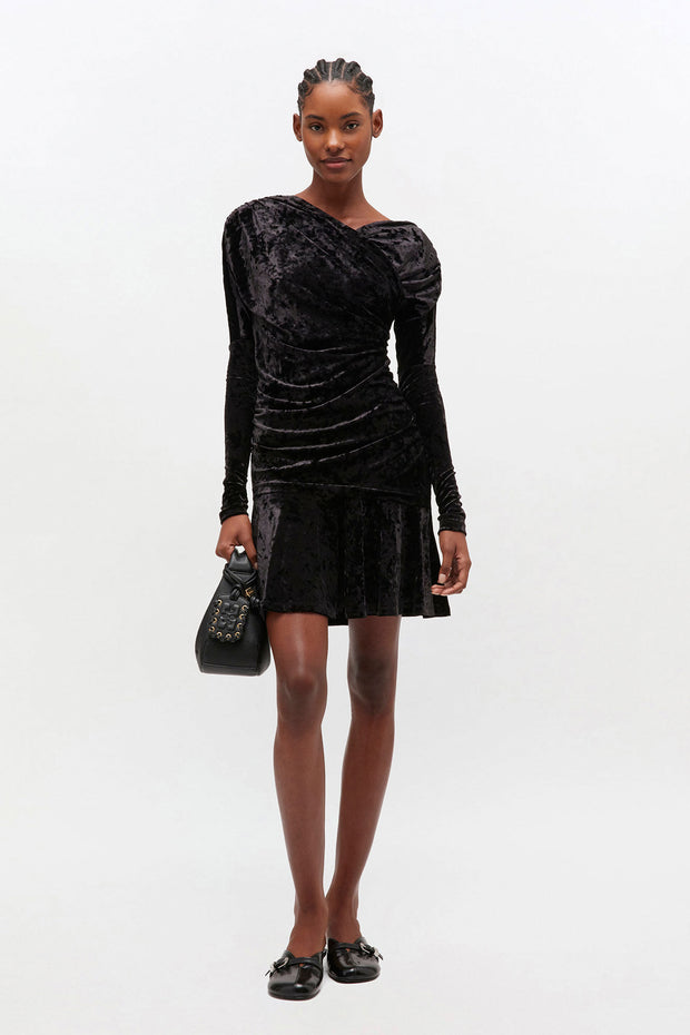 Sort Velour Jersey Crossover Ruched Mini Dress