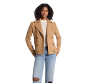 Camel Fitted Wool Peacoat - Stilshoppen