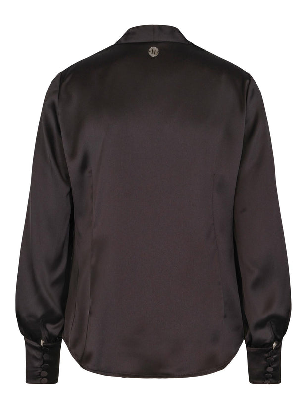 Sort Classic V-Neck Blouse - Stilshoppen