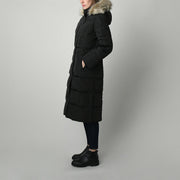 Sort Hooded Down Coat Fake Fur - Stilshoppen