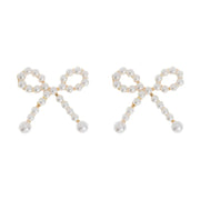 Juliette Cute Pearl Bow Stud Earrings