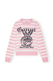 Striped Graphic Wool Mix Bunny Crewneck - Stilshoppen