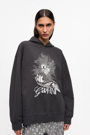 Sort Isoli Heart Oversized Hoodie - Stilshoppen