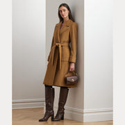 Camel Double Faced Wool BlendWrap Coat - Stilshoppen