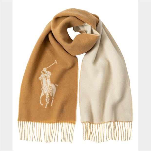 Camel/Cream Big Pony Wool Scarf