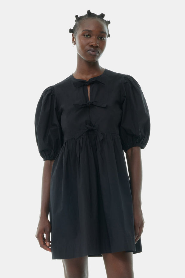 Cotton Poplin Tie Mini Dress
