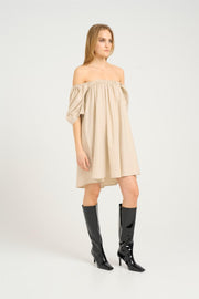 Beige Sort ElarahGZ linen short dress