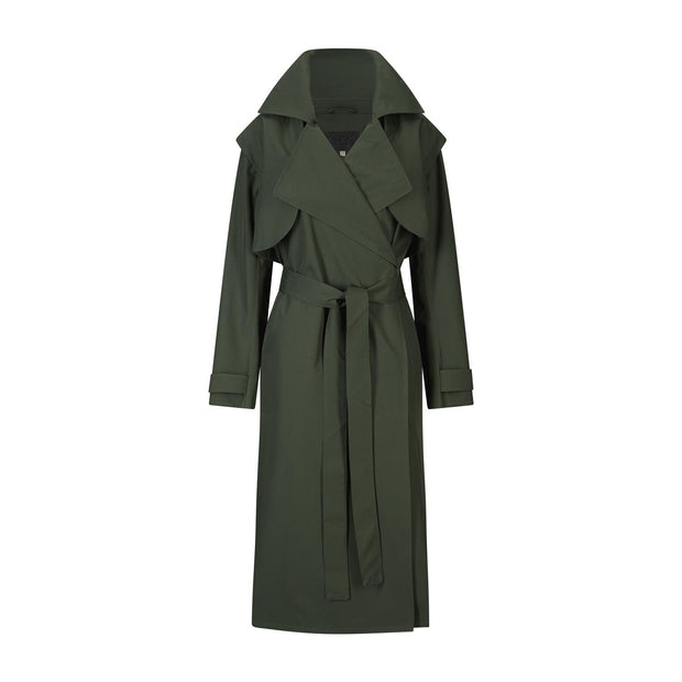 Oliven Regndråpe Trench Coat - Stilshoppen