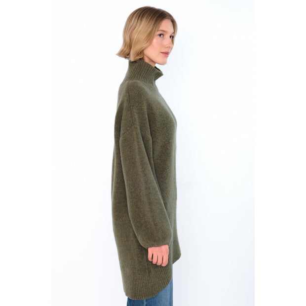 Grønn Fam Patch Long Sweater - Stilshoppen
