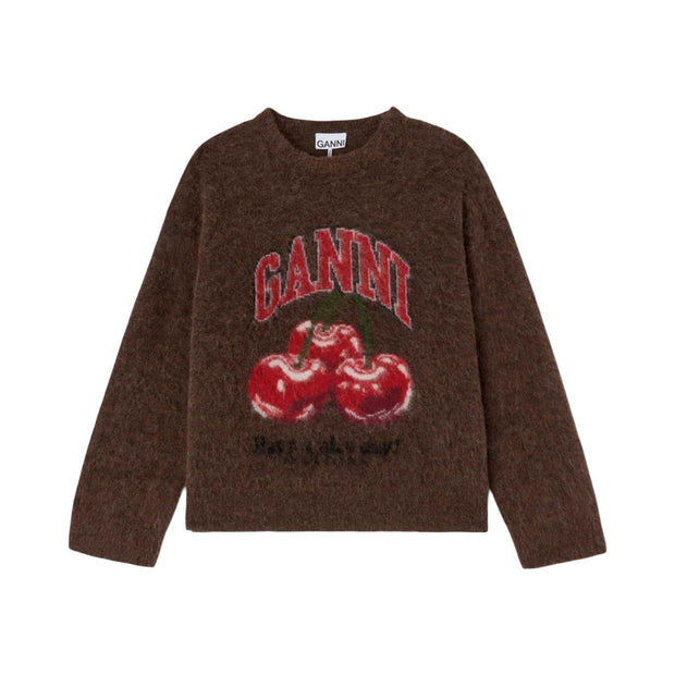 Mørkebrun Alpaca Graphic Oversized Sweater - Stilshoppen