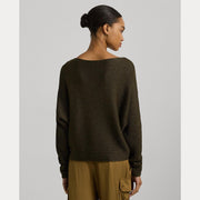 Oliven Metalic Boatneck sweater - Stilshoppen