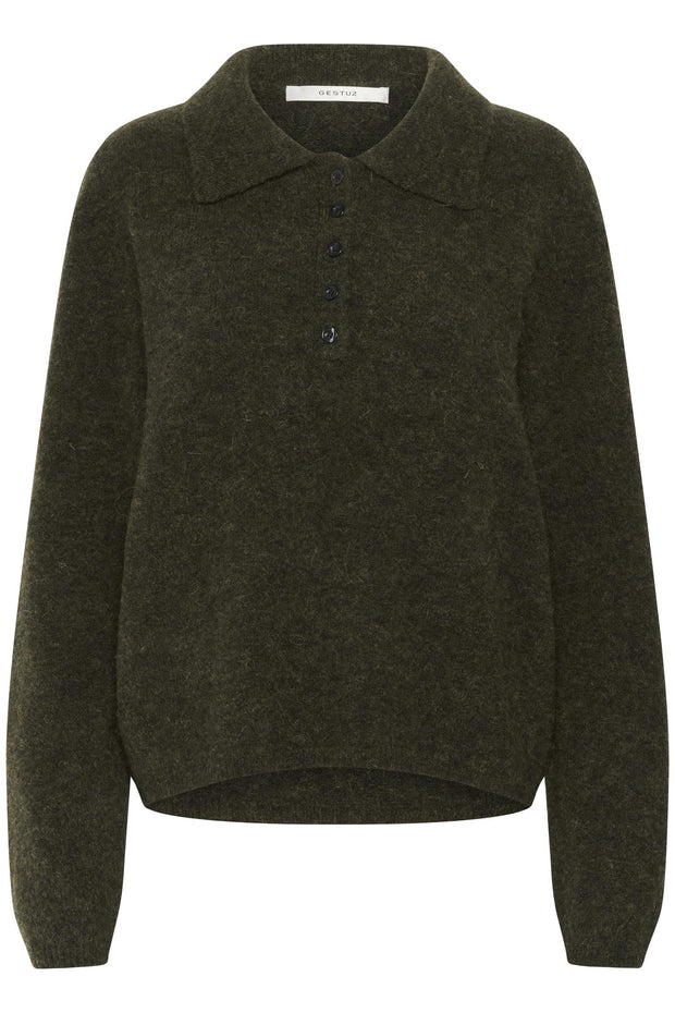Olive GZalpha Polo Pullover - Stilshoppen