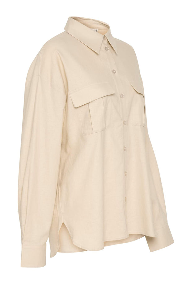 Beige ElarahGZ linen shirt