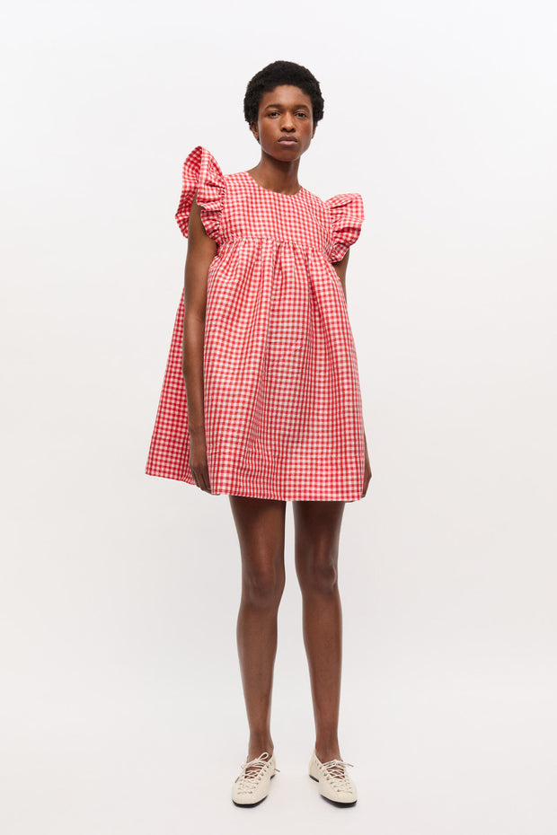 Crinkled Taffeta Frill Mini Dress
