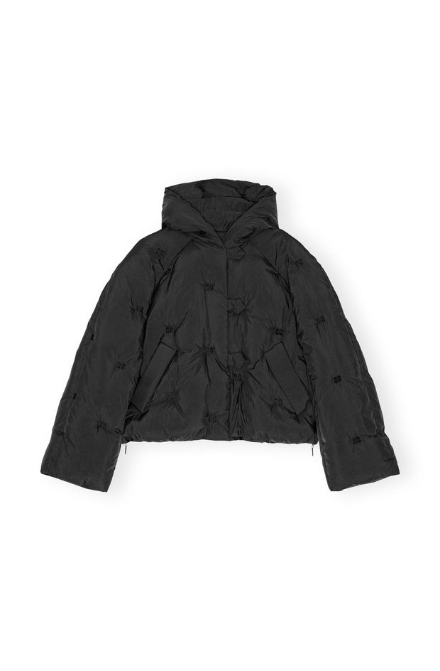 Sort Nylon Tech Puffer Short Jacket - Stilshoppen