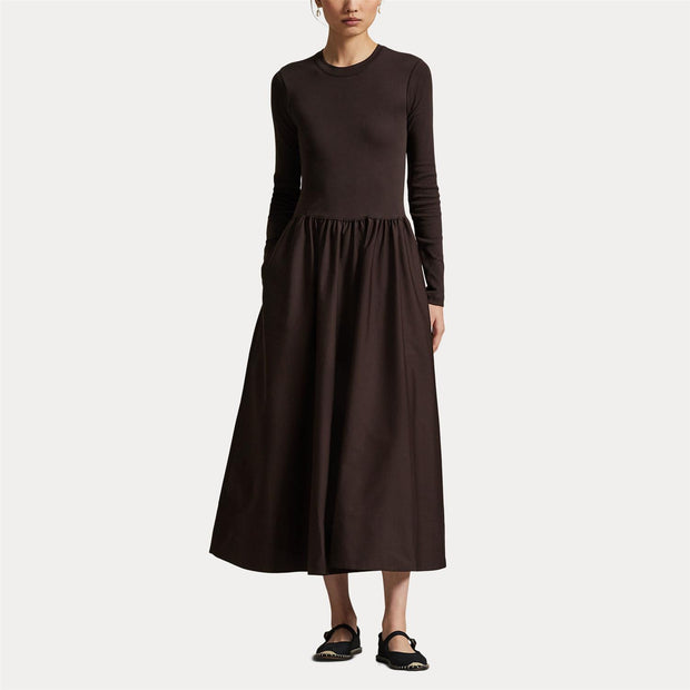 Brown Knit A Line Dress
