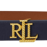 Blått/cognac Logo Reversible Embossed Belt - Stilshoppen