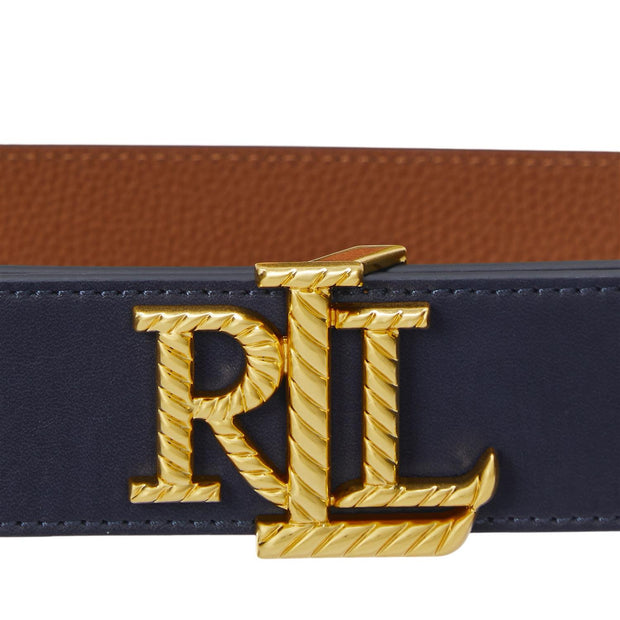 Blått/cognac Logo Reversible Embossed Belt - Stilshoppen