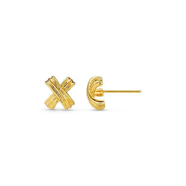 Gull Linear Cross Stud earring - Stilshoppen