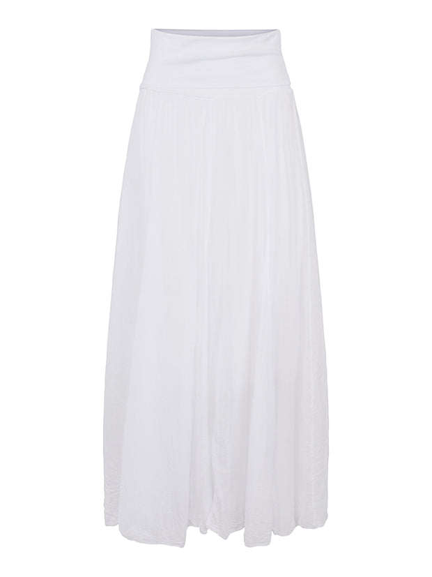 White Cotton Casual Long Skirt