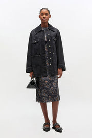 Sort Denim Rigid Midi Jacket