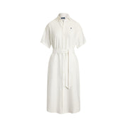 Hvit Linen shirt sleeve shirtdress - Stilshoppen