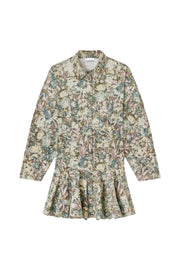 Printed Stretch Cotton Buttoned Mini Dress - Stilshoppen