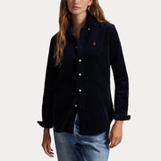 Navy Slim Fit Corduroy Shirt - Stilshoppen