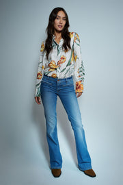 Blå Wonder Puch Up Flare Jeans