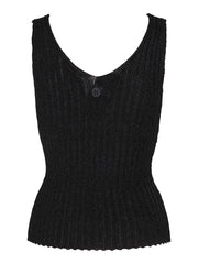 Sort Knitted Party Singlet - Stilshoppen