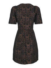Gull/sort  Jacquard Velvet Dress - Stilshoppen