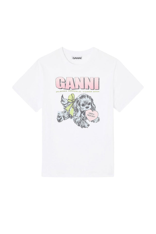 Hvit Neon Puppy t-shirt - Stilshoppen