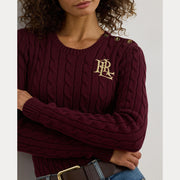 Burgunder Button Cable Knit Sweater