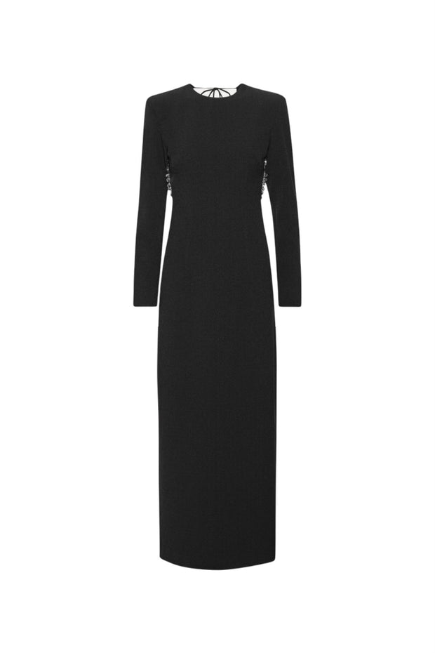 Sort Crepe Open Back Dress - Stilshoppen