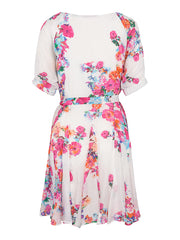 Pink Flower Summer Belt Dress