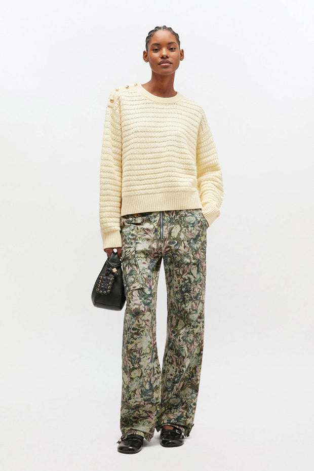 Hvit Cotton Wool Stripe Sweater
