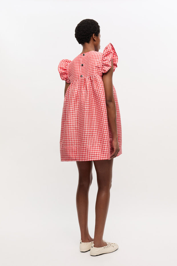 Crinkled Taffeta Frill Mini Dress