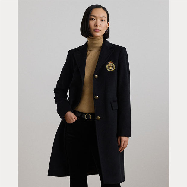 Black Crested Wool Lined Coat