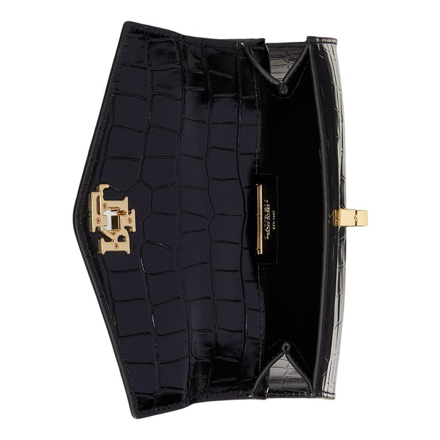 Sort Crocodile Small Farrah Satchel
