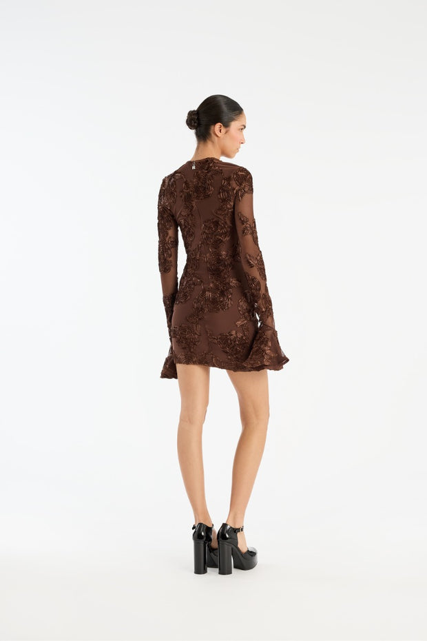 Brun Flower Mesh Mini Dress - Stilshoppen