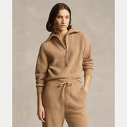 Camel melange Half Zip Sweater - Stilshoppen