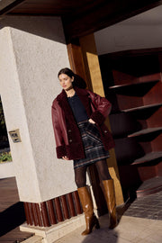 Navy Adam Check Skirt