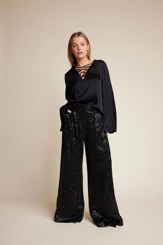 Sort Mister Sequins Trousers - Stilshoppen