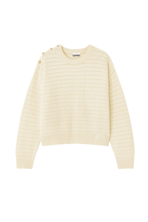 Hvit Cotton Wool Stripe Sweater