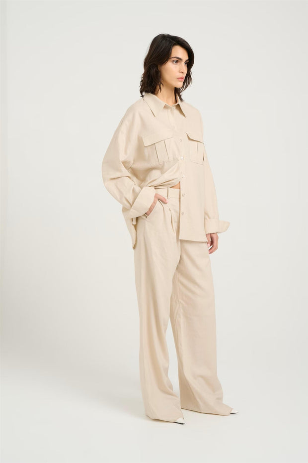 Beige ElarahGZ linen shirt