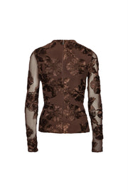 Brun Flower Mesh LS Top
