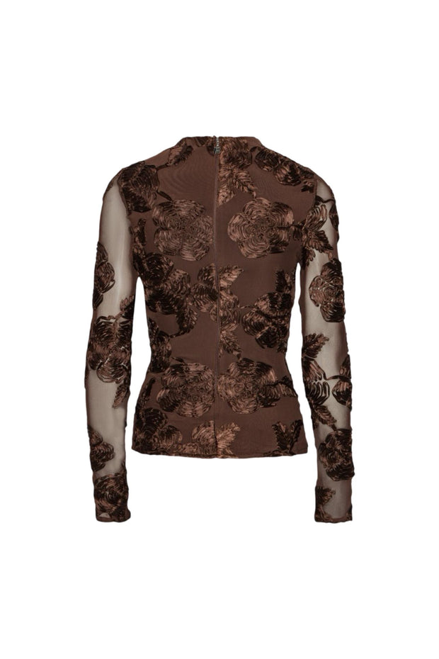 Brun Flower Mesh LS Top