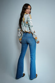 Blå Wonder Puch Up Flare Jeans